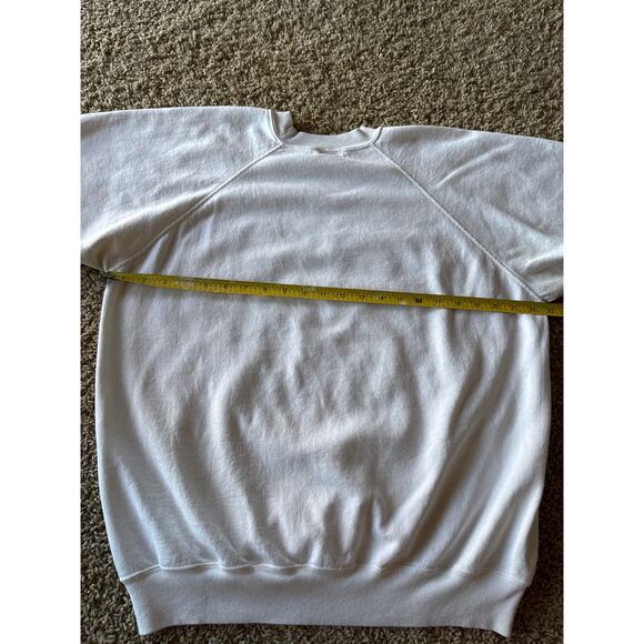 Vintage R. Peck Neon Woman Artwork USA Made Hanes XL White Raglan Crewneck - Picture 6 of 8